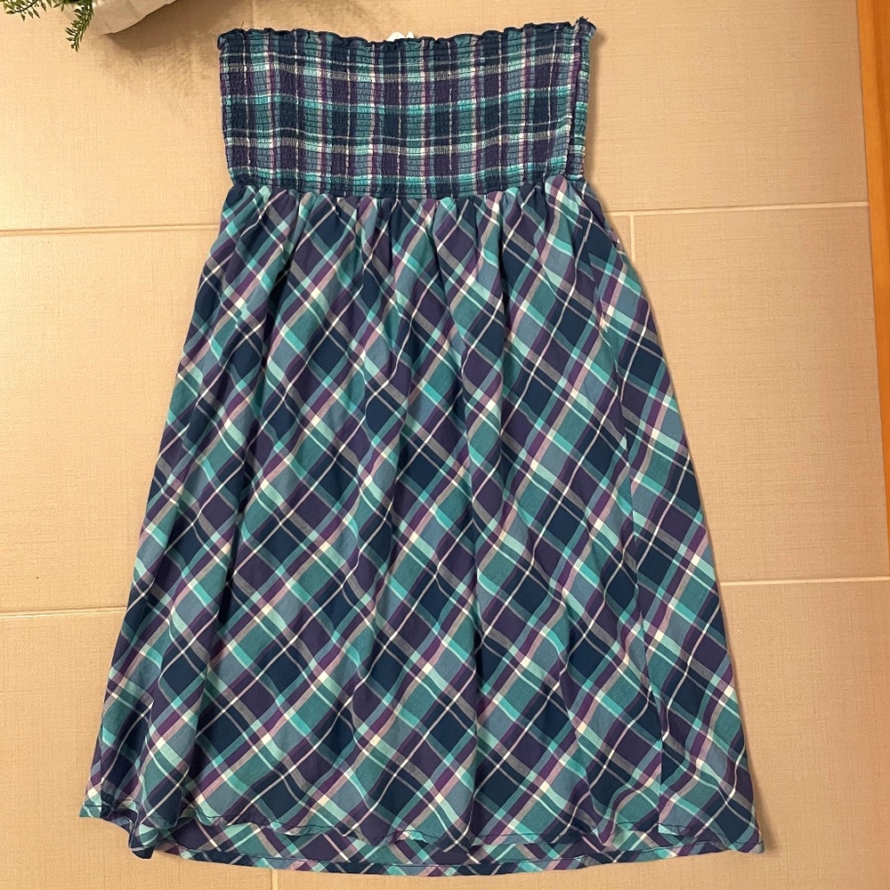 Aeropostale Multicolor Plaid Strapless Dress  L